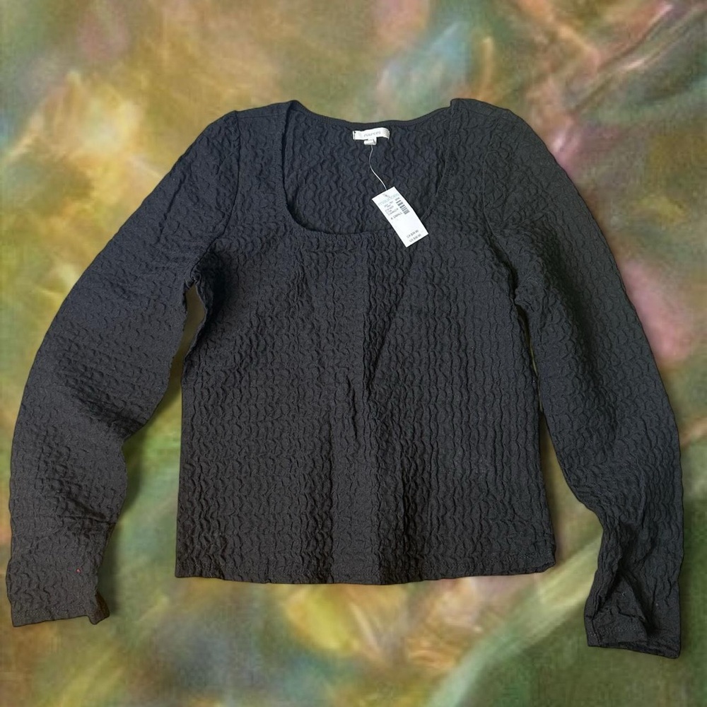 Maurices Black Textured Long Sleeve Top